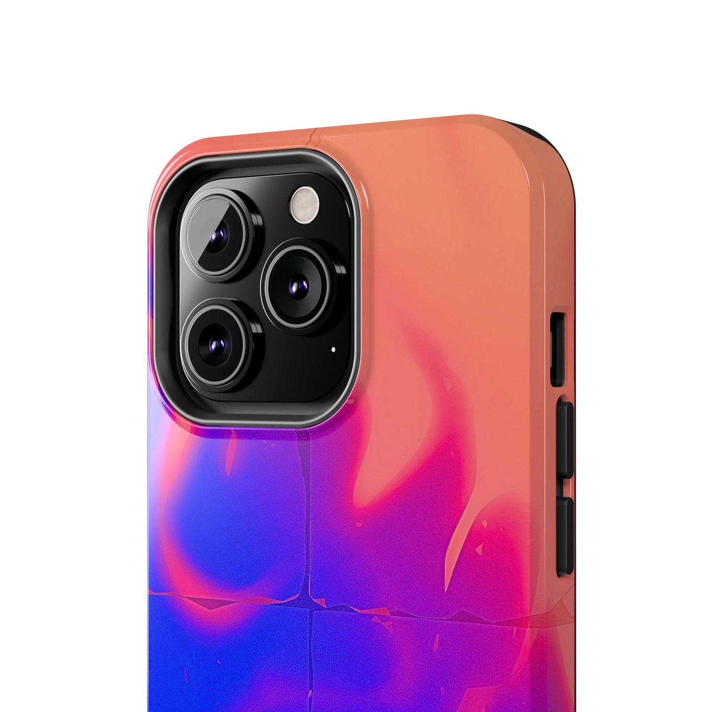 Funda resistente para teléfono con diseño de llamas, degradado abstracto y resplandor del atardecer | Estética