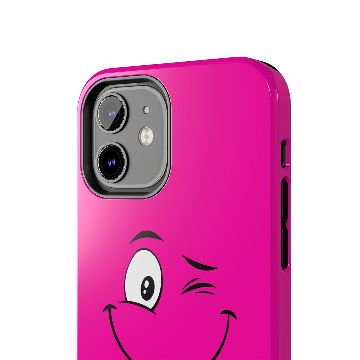 Winking Face Pink Background Cheeky Cartoon Style Tough Phone Case | Funny