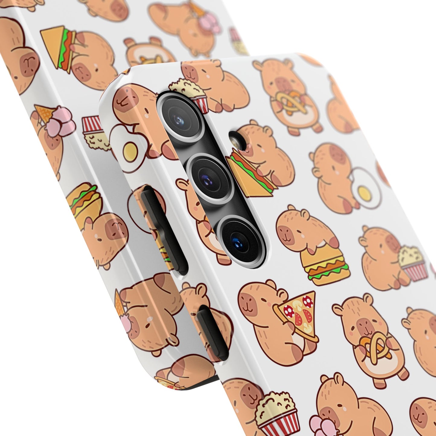 Cute Capybara Eating Pizza Ice Cream & Snacks Cartoon Food Tough Phone Case | Animals