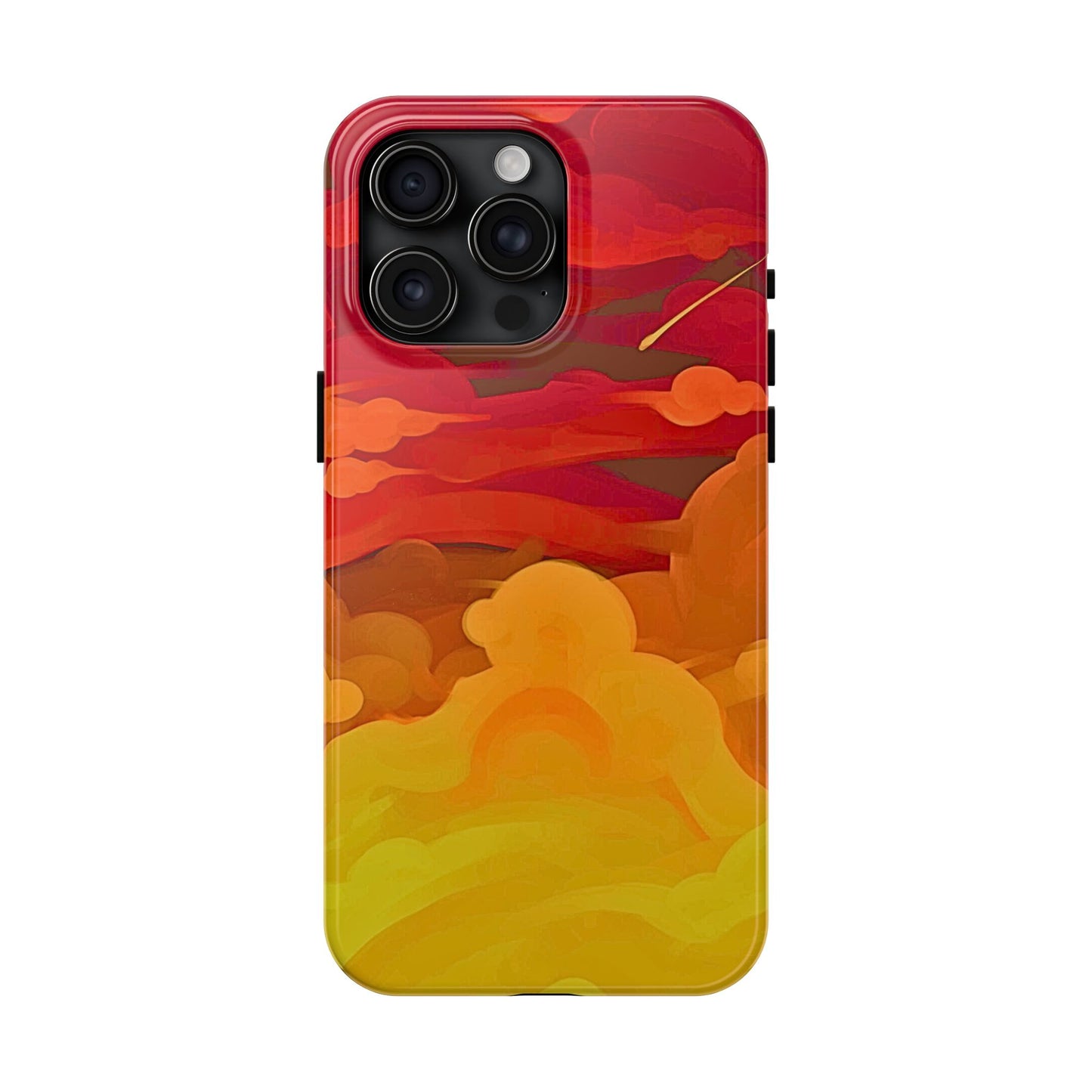 Funda resistente para teléfono con diseño de nubes rojas y naranjas | Estética