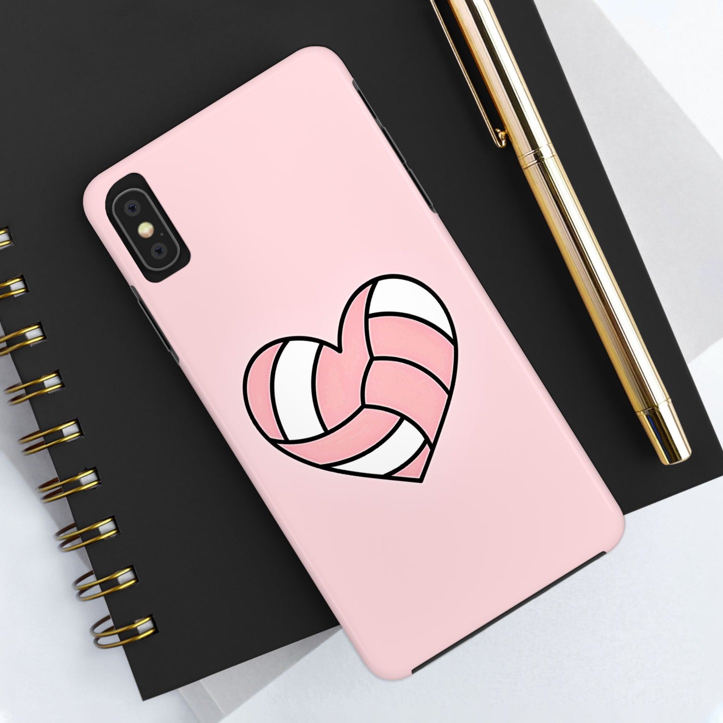 Pink Volleyball Heart Tough Phone Case | Aesthetic