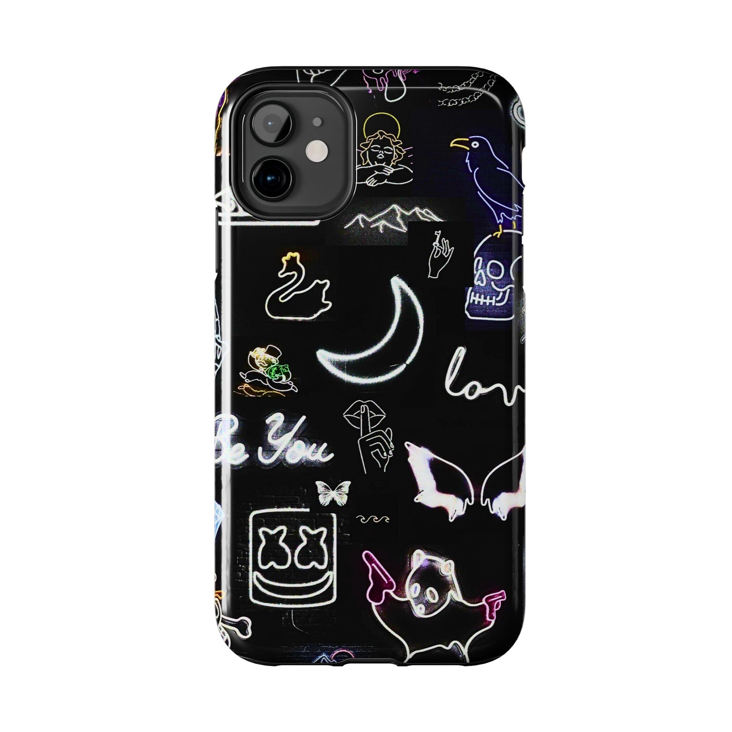 Funda resistente para teléfono estilo neón blanco | Estética