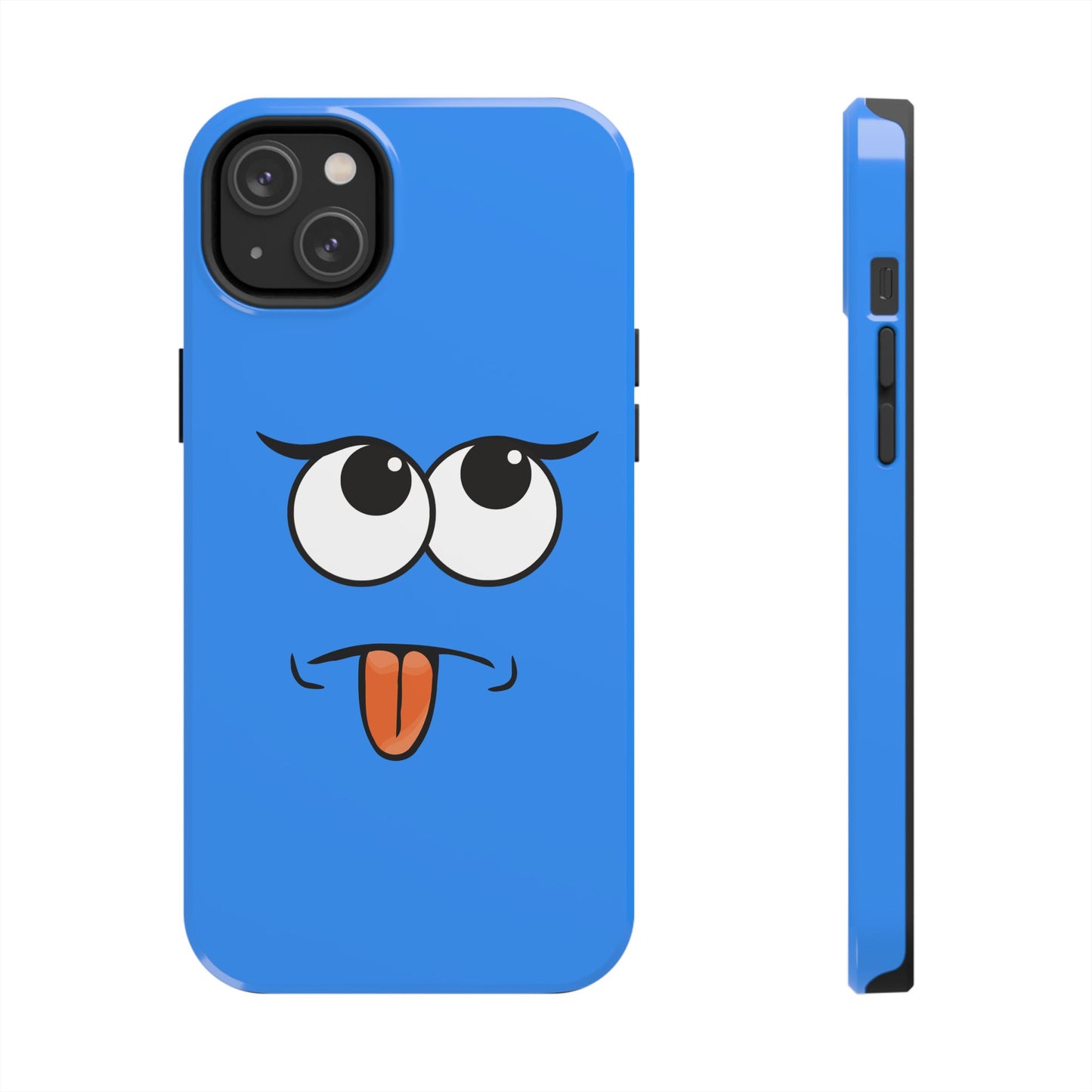 Silly Tongue Out Cartoon Face Blue Background Tough Phone Case | Funny