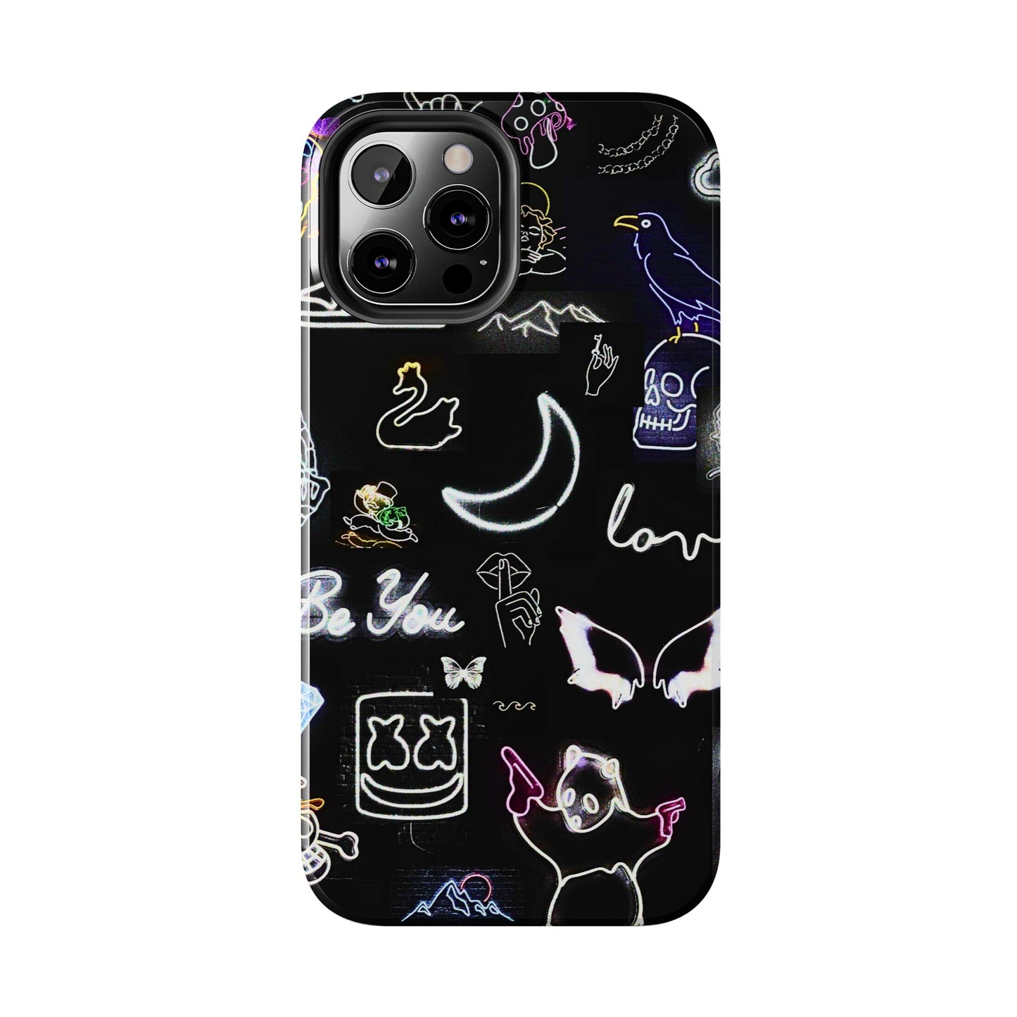 Funda resistente para teléfono estilo neón blanco | Estética