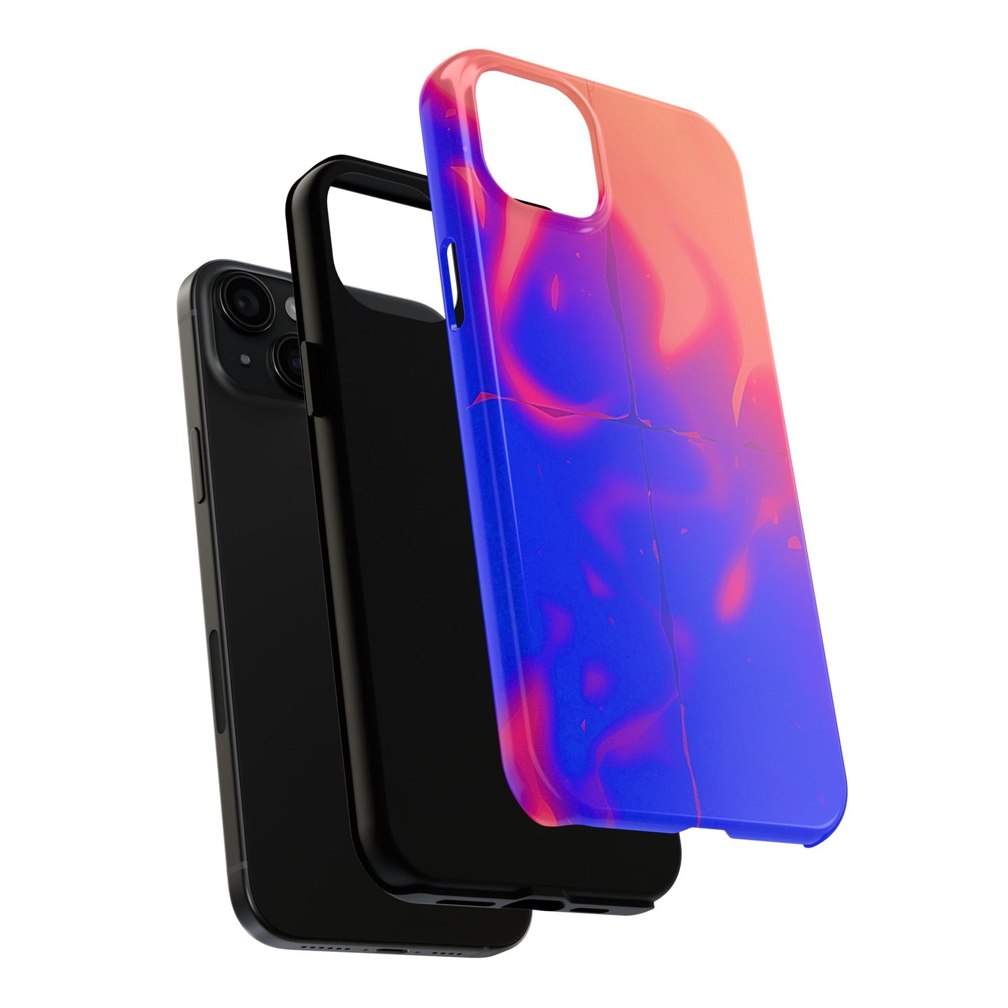 Funda resistente para teléfono con diseño de llamas, degradado abstracto y resplandor del atardecer | Estética