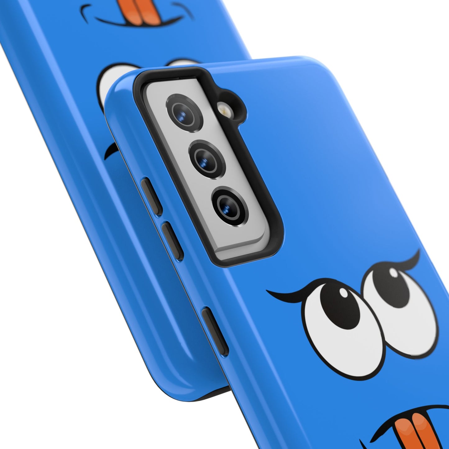 Silly Tongue Out Cartoon Face Blue Background Tough Phone Case | Funny