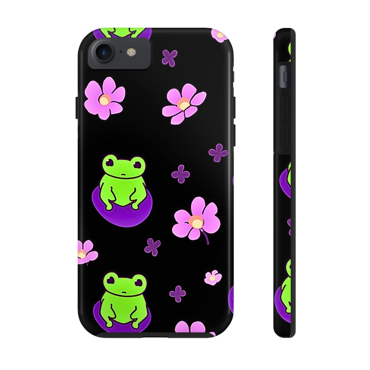 Cute Frog & Pink Flowers Pattern Style Tough Phone Case | Animals