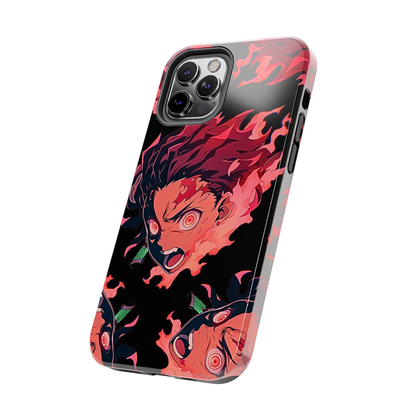 Tanjiro Kamado Flamed Style Black Tough Phone Case | Anime - Demon Slayer