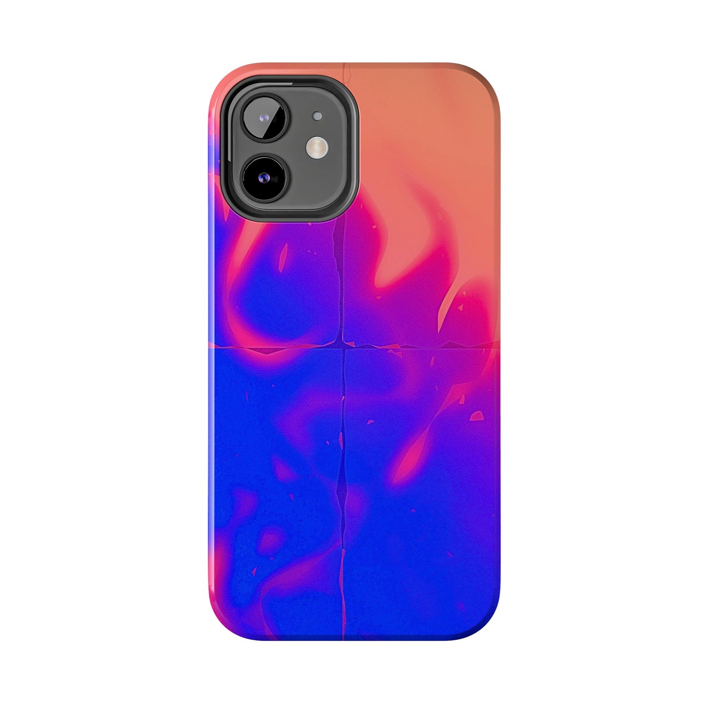 Funda resistente para teléfono con diseño de llamas, degradado abstracto y resplandor del atardecer | Estética