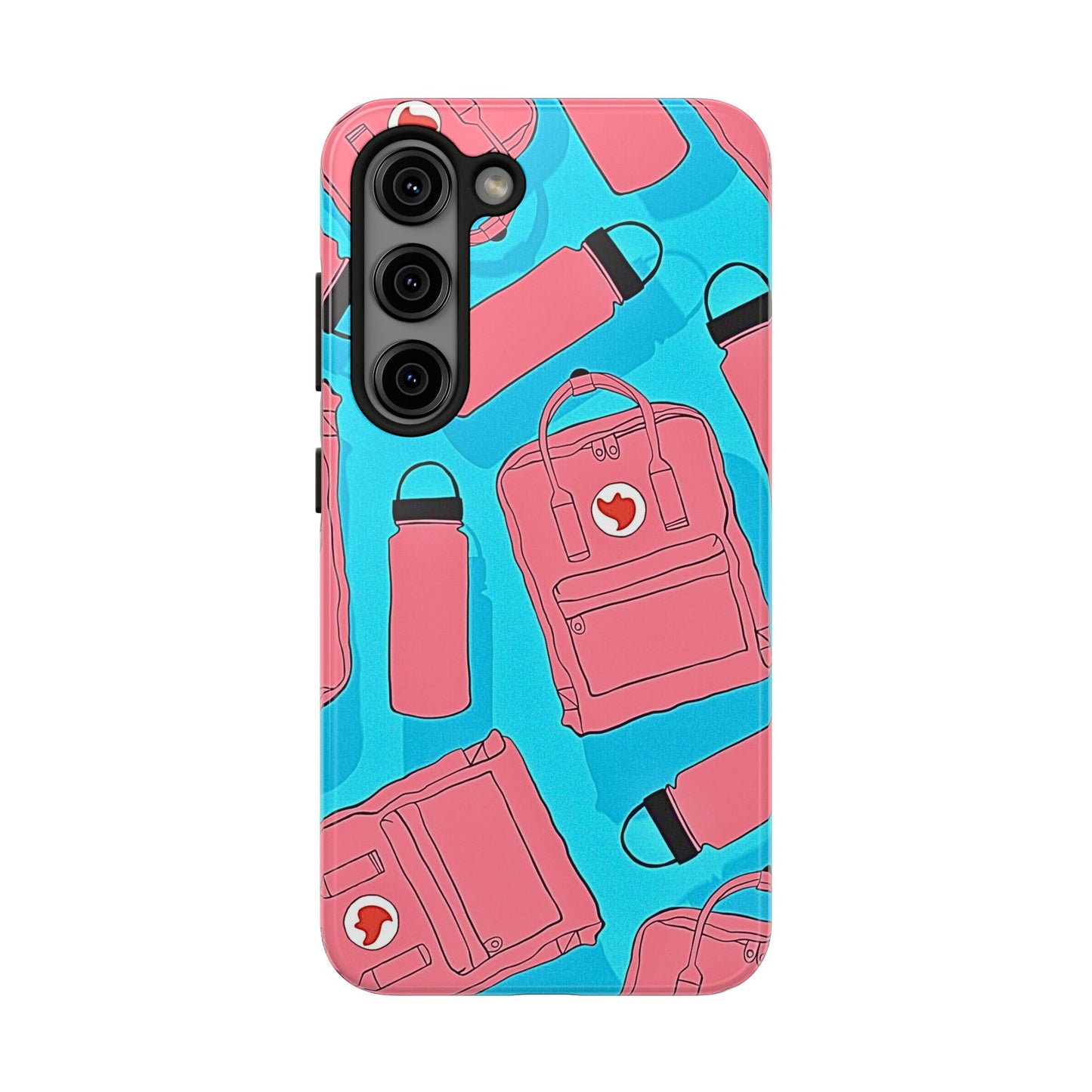 VSCO Kanken Backpack Water Bottle Pink & Blue Tough Phone Case | Aesthetic