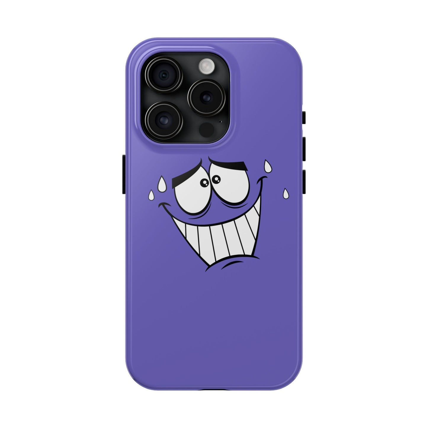 Awkward Nervous Cartoon Face Purple Background Tough Phone Case | Funny