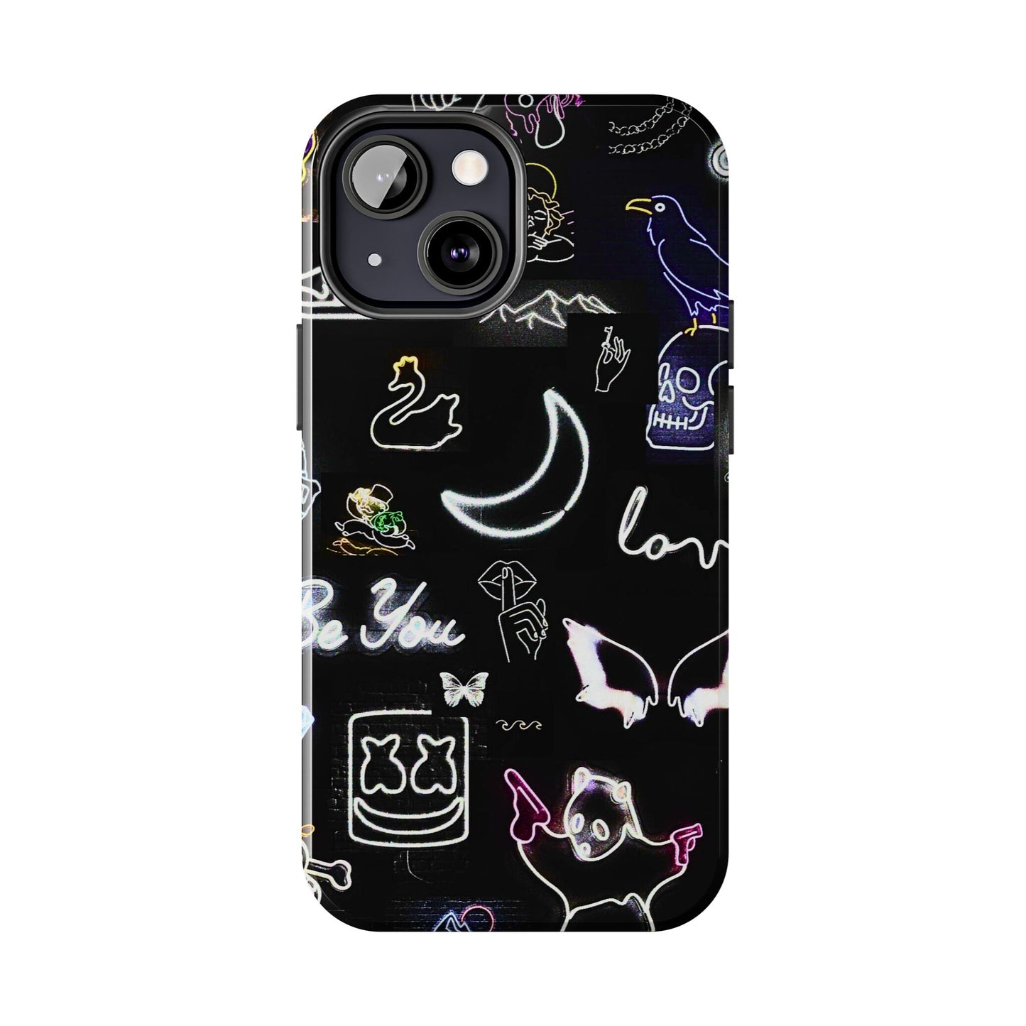 Funda resistente para teléfono estilo neón blanco | Estética
