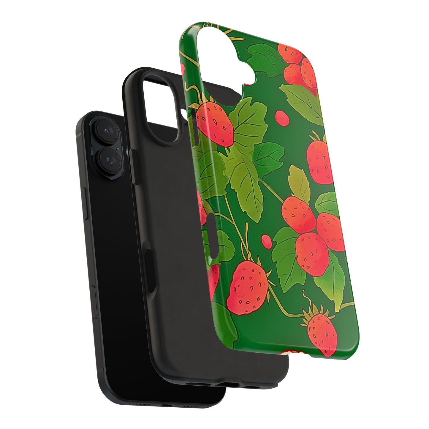 Dark Strawberry Pattern Preppy Tough Phone Case | Aesthetic
