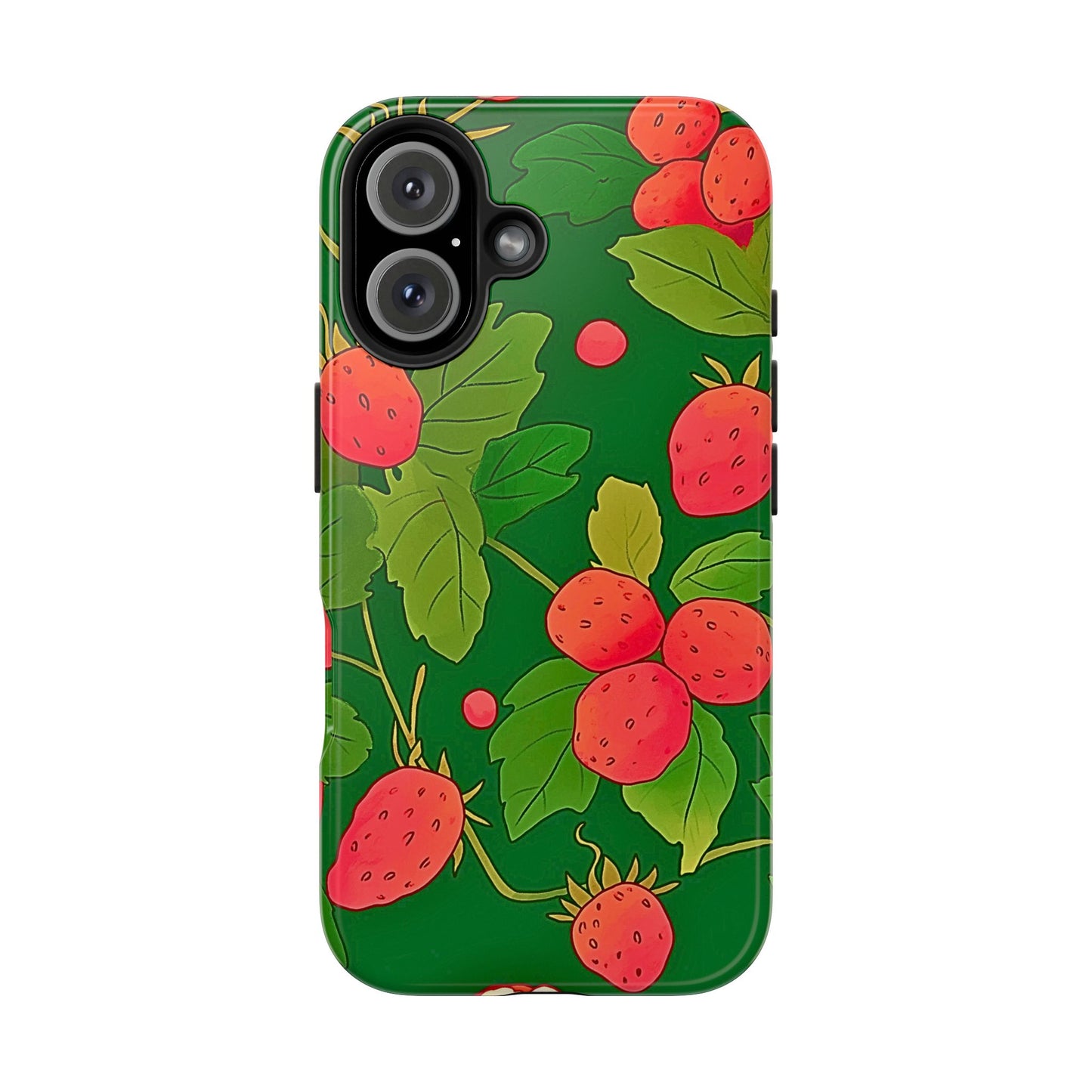 Dark Strawberry Pattern Preppy Tough Phone Case | Aesthetic