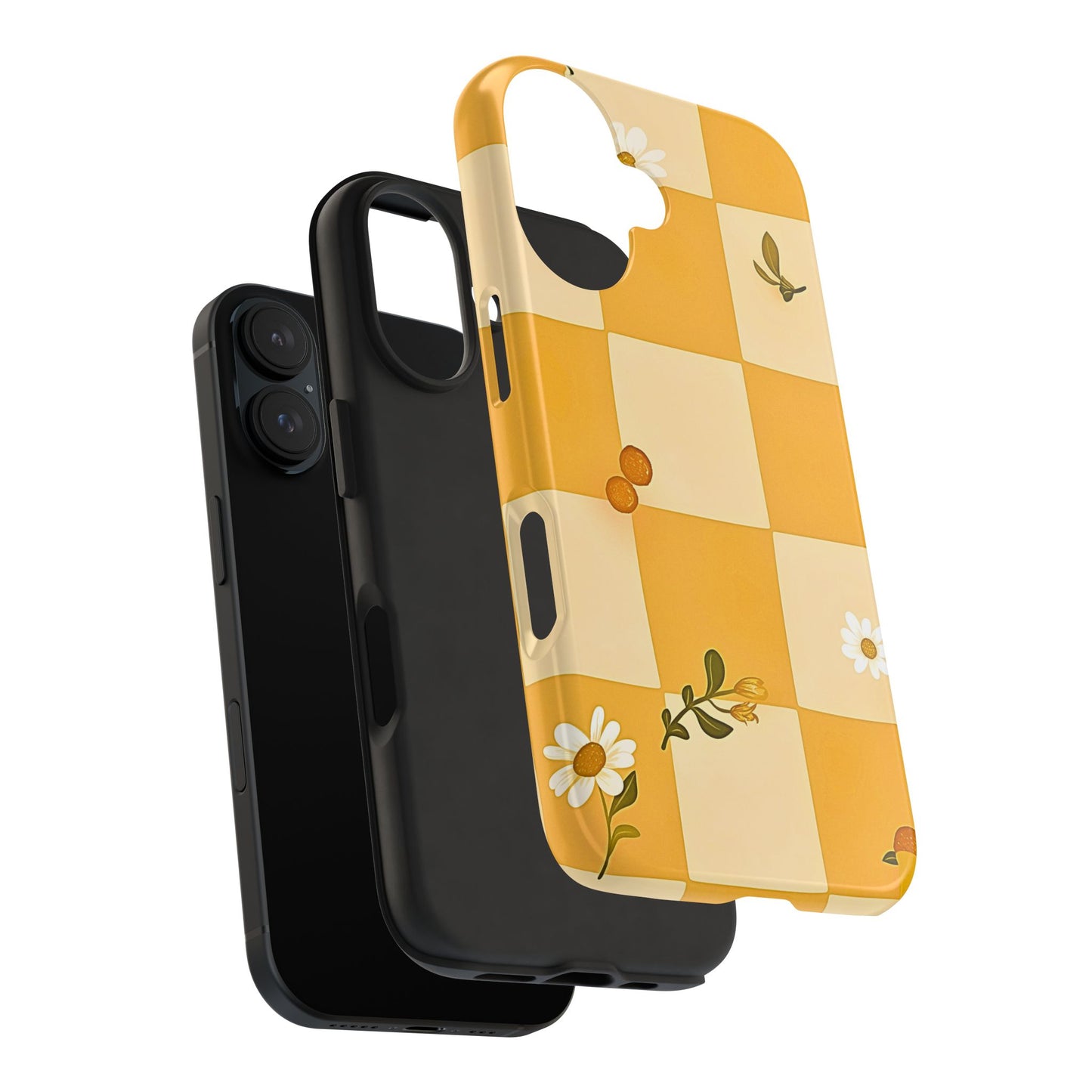 Yellow Checkered Preppy Daisies Tough Phone Case | Aesthetic