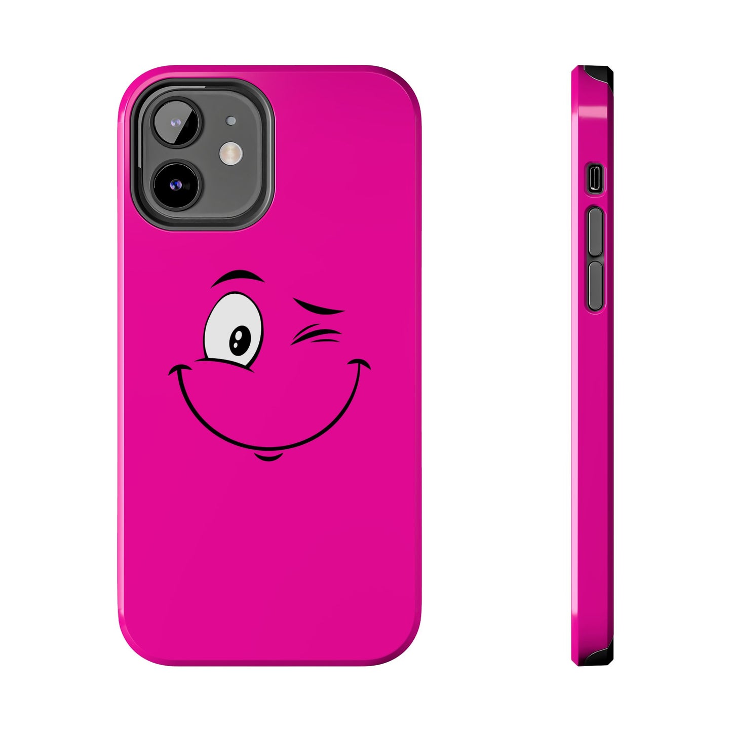 Winking Face Pink Background Cheeky Cartoon Style Tough Phone Case | Funny