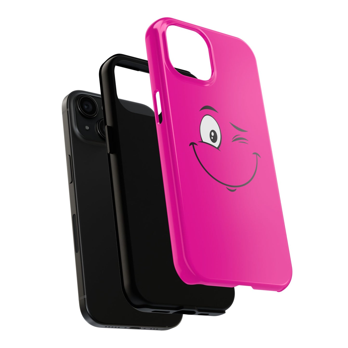 Winking Face Pink Background Cheeky Cartoon Style Tough Phone Case | Funny
