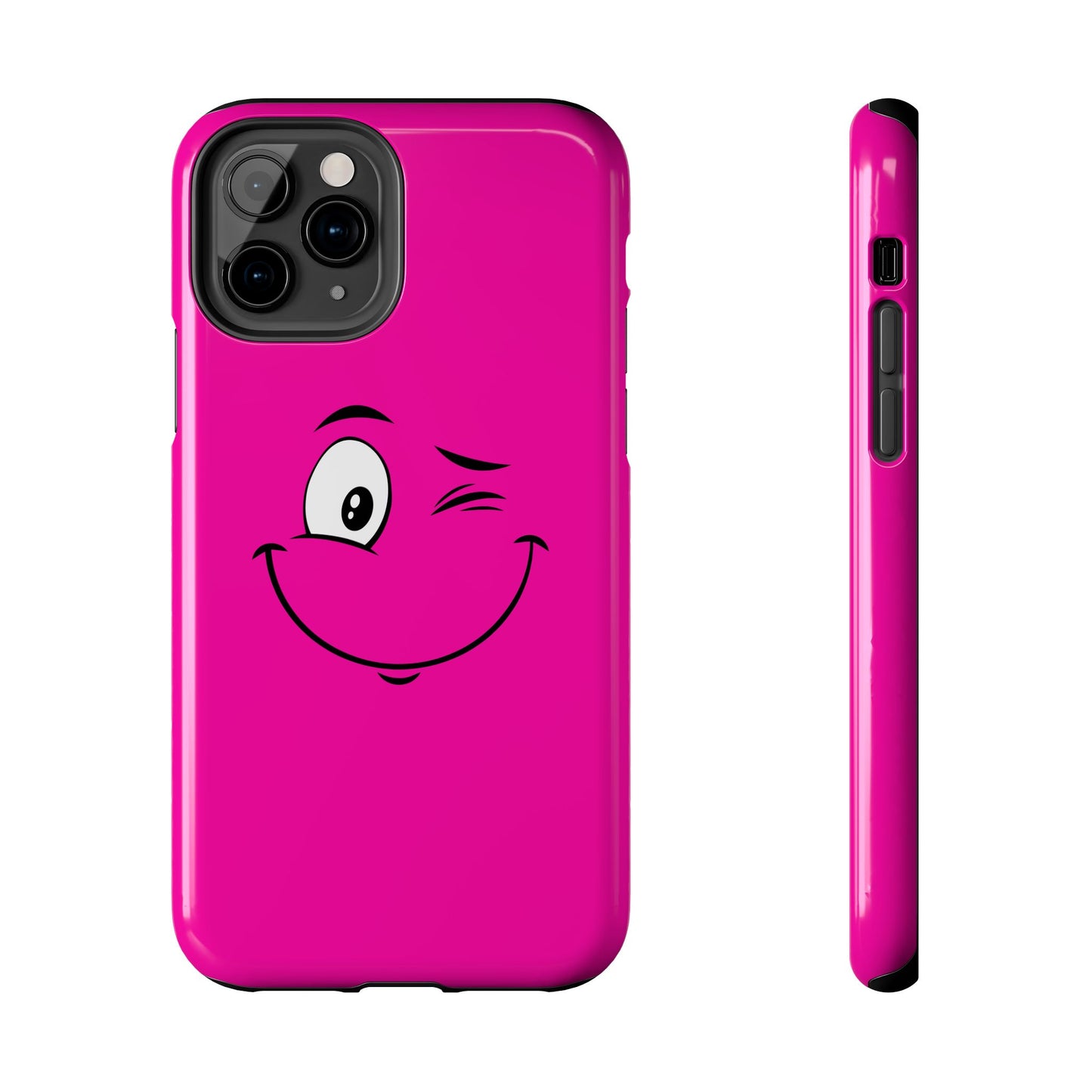 Winking Face Pink Background Cheeky Cartoon Style Tough Phone Case | Funny