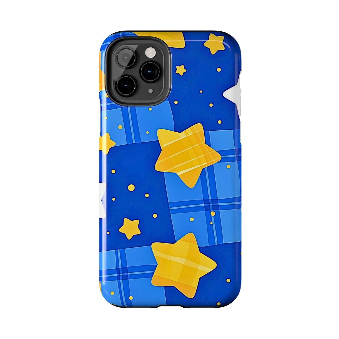 Funda resistente para teléfono con estampado de estrellas y cuadros preppy | Estética