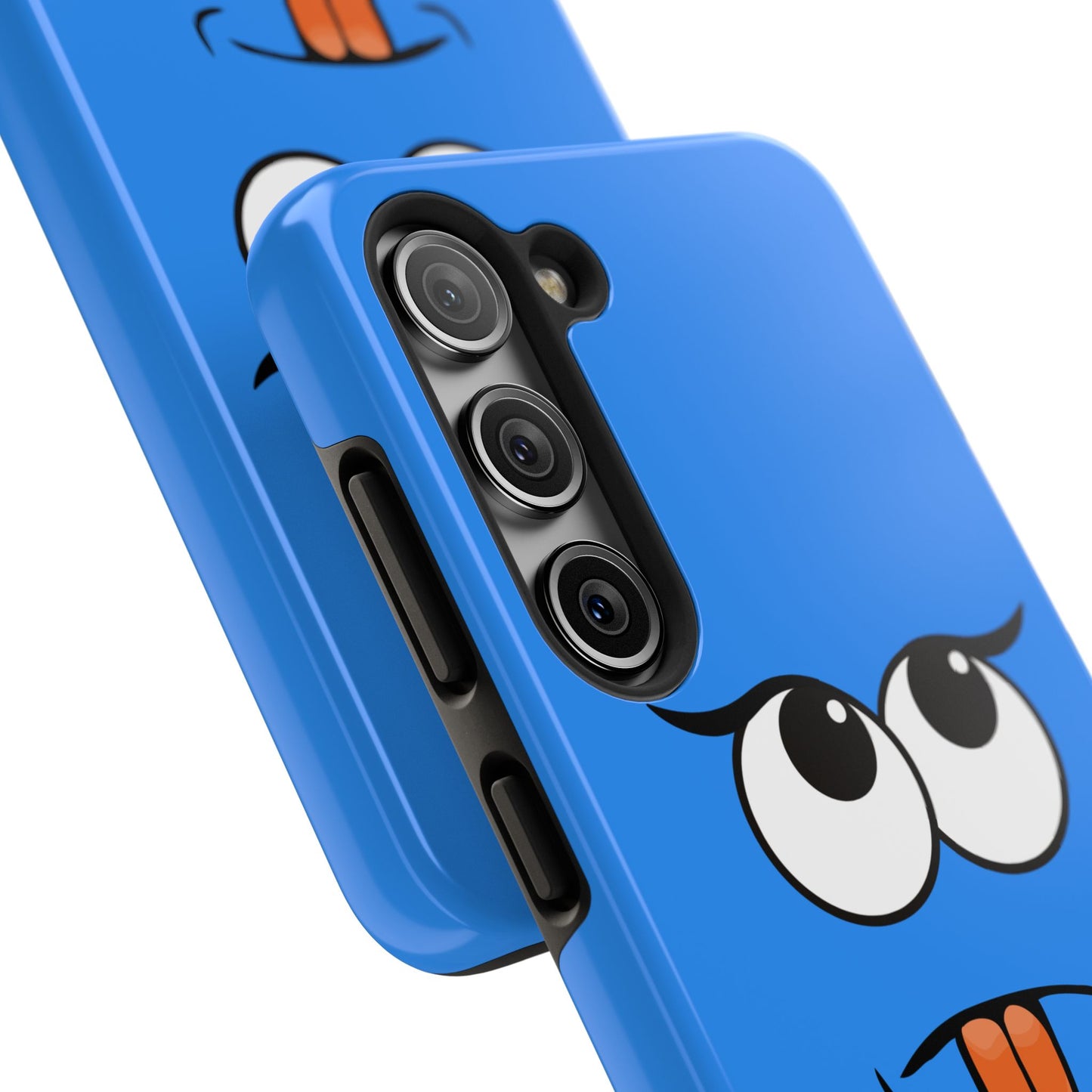 Silly Tongue Out Cartoon Face Blue Background Tough Phone Case | Funny