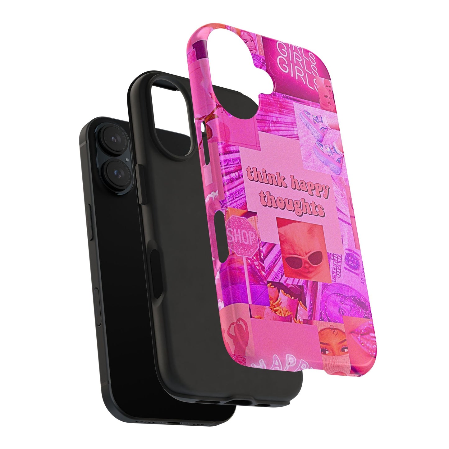 Think Happy Thoughts Pink Tough Phone Case | Aesthetic
