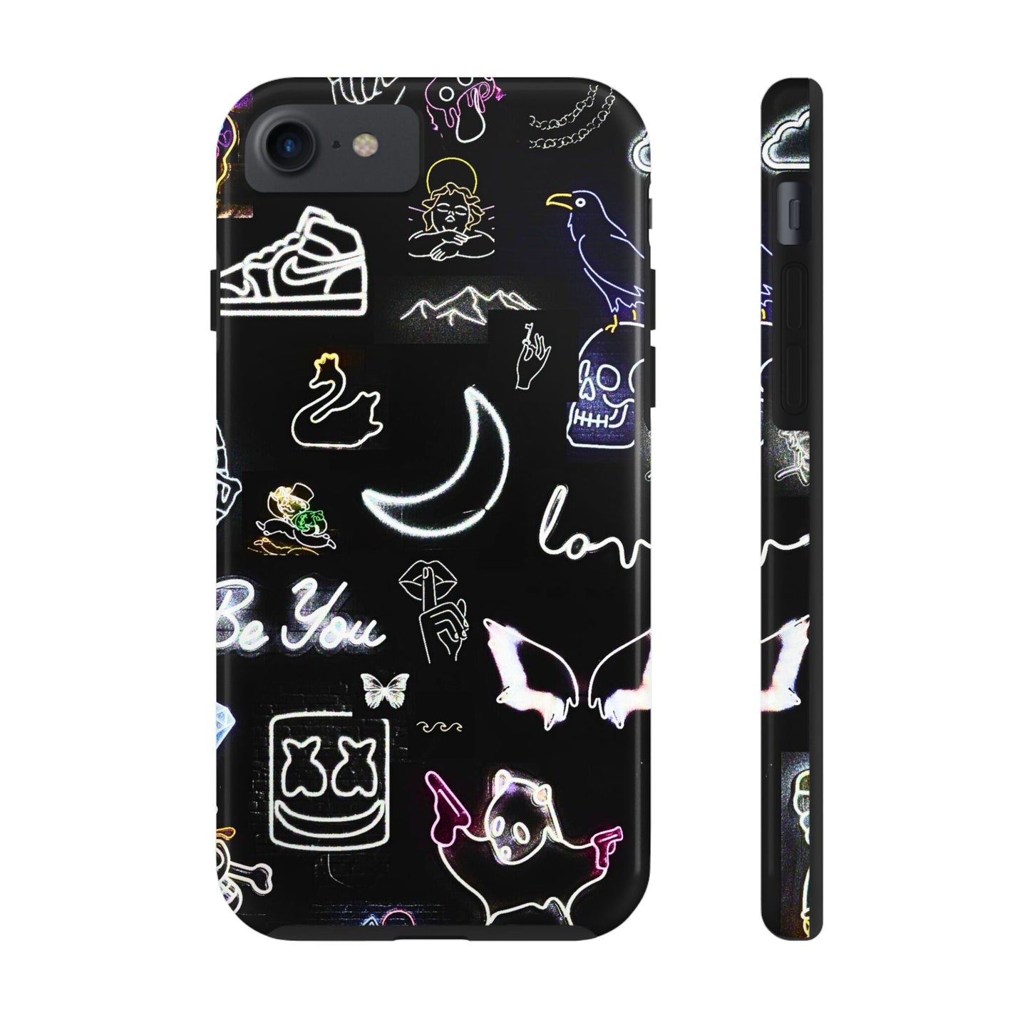 Funda resistente para teléfono estilo neón blanco | Estética