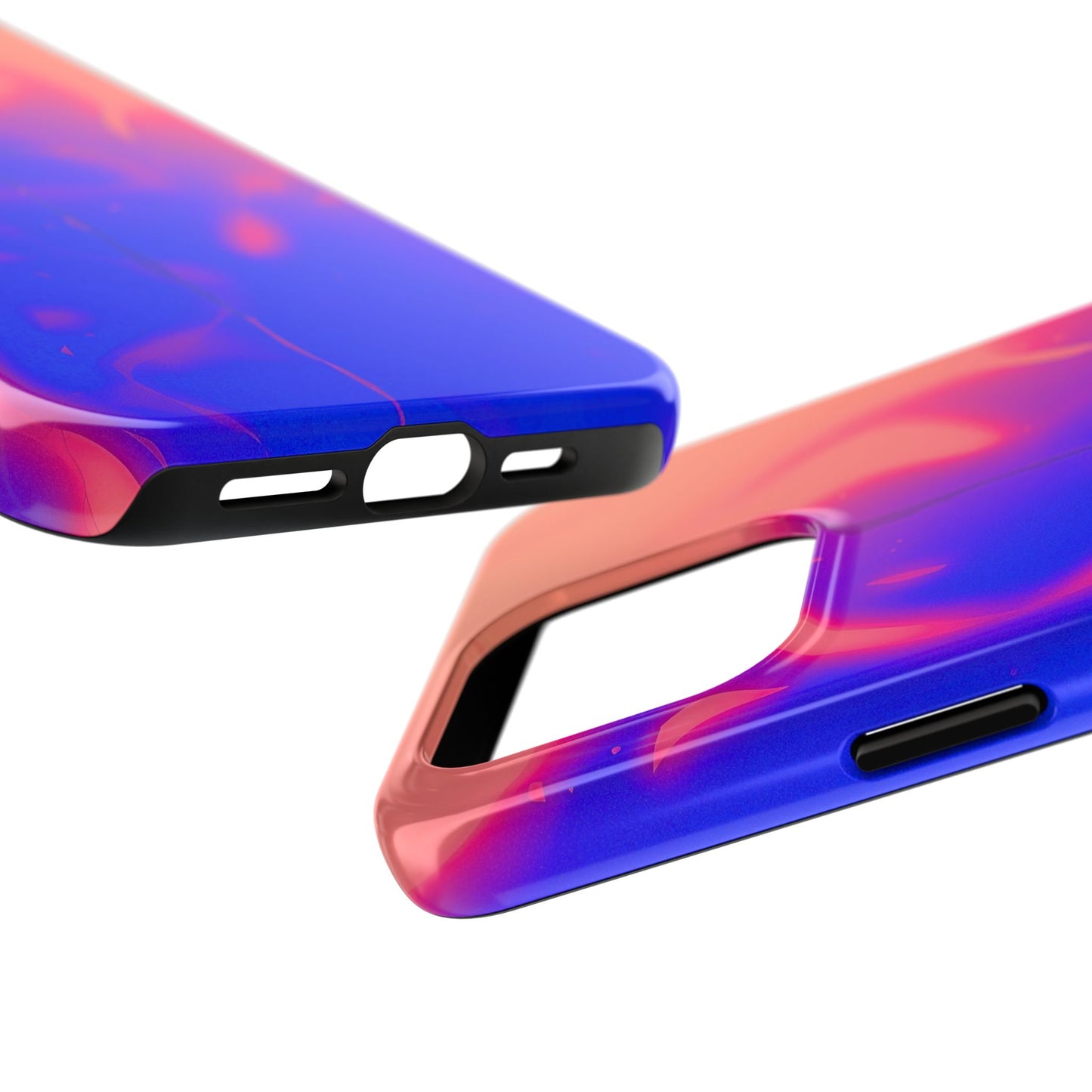 Funda resistente para teléfono con diseño de llamas, degradado abstracto y resplandor del atardecer | Estética