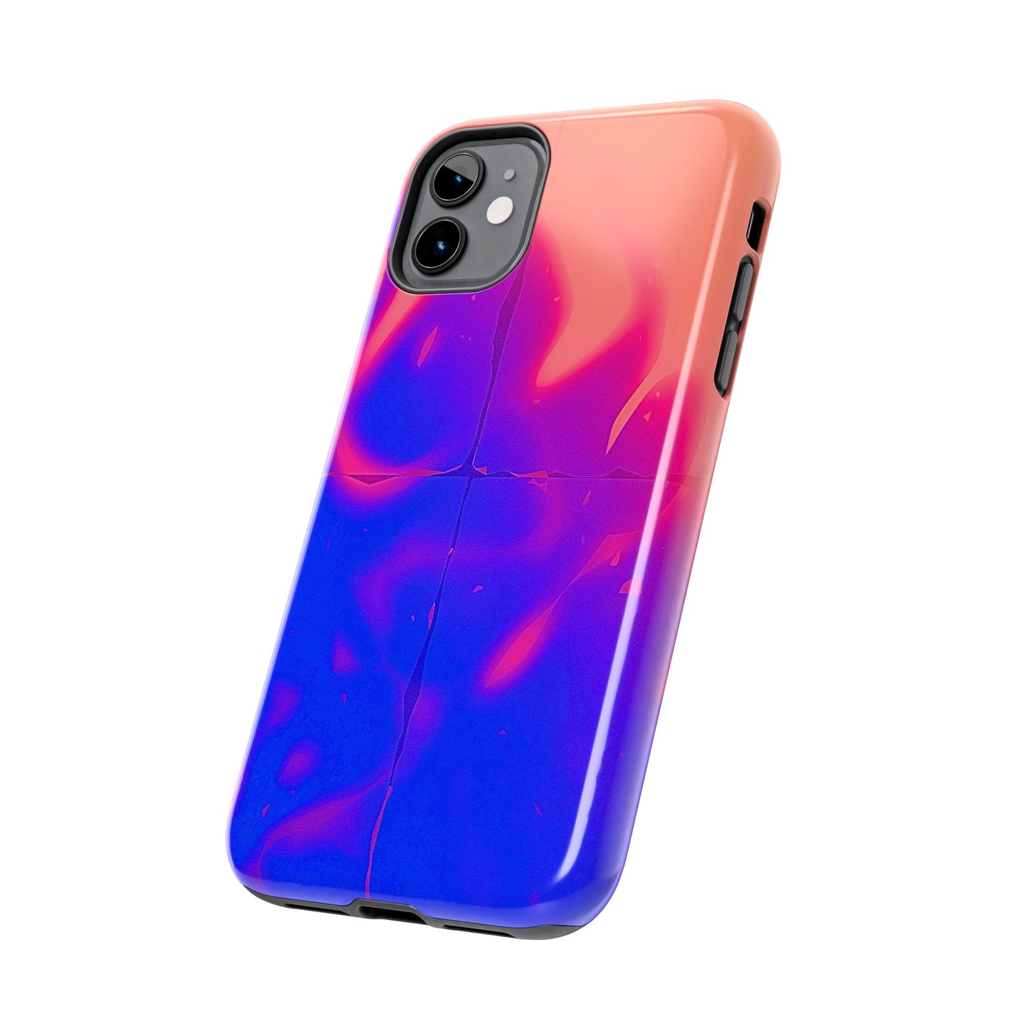 Funda resistente para teléfono con diseño de llamas, degradado abstracto y resplandor del atardecer | Estética