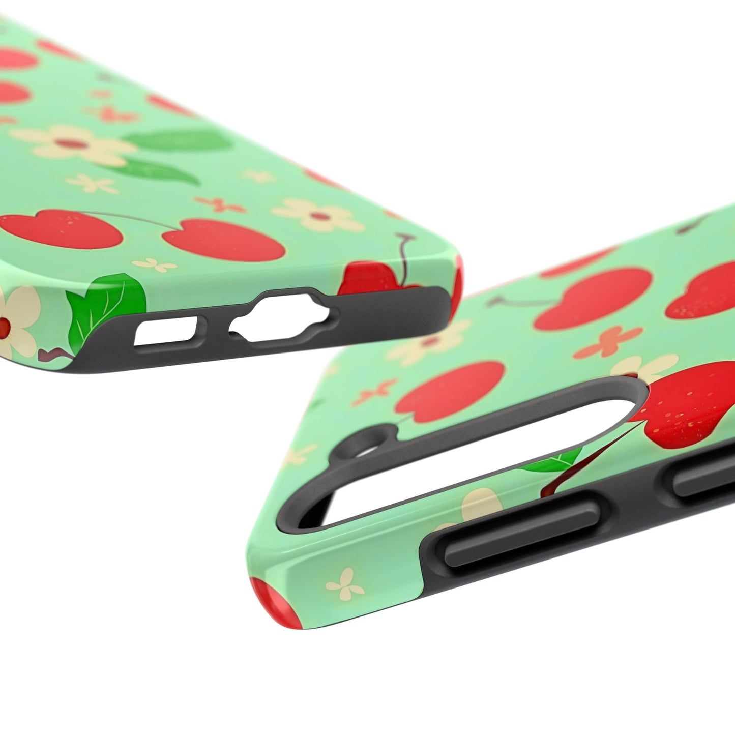 Cute Cherry Flower Pattern Mint Tough Phone Case | Aesthetic