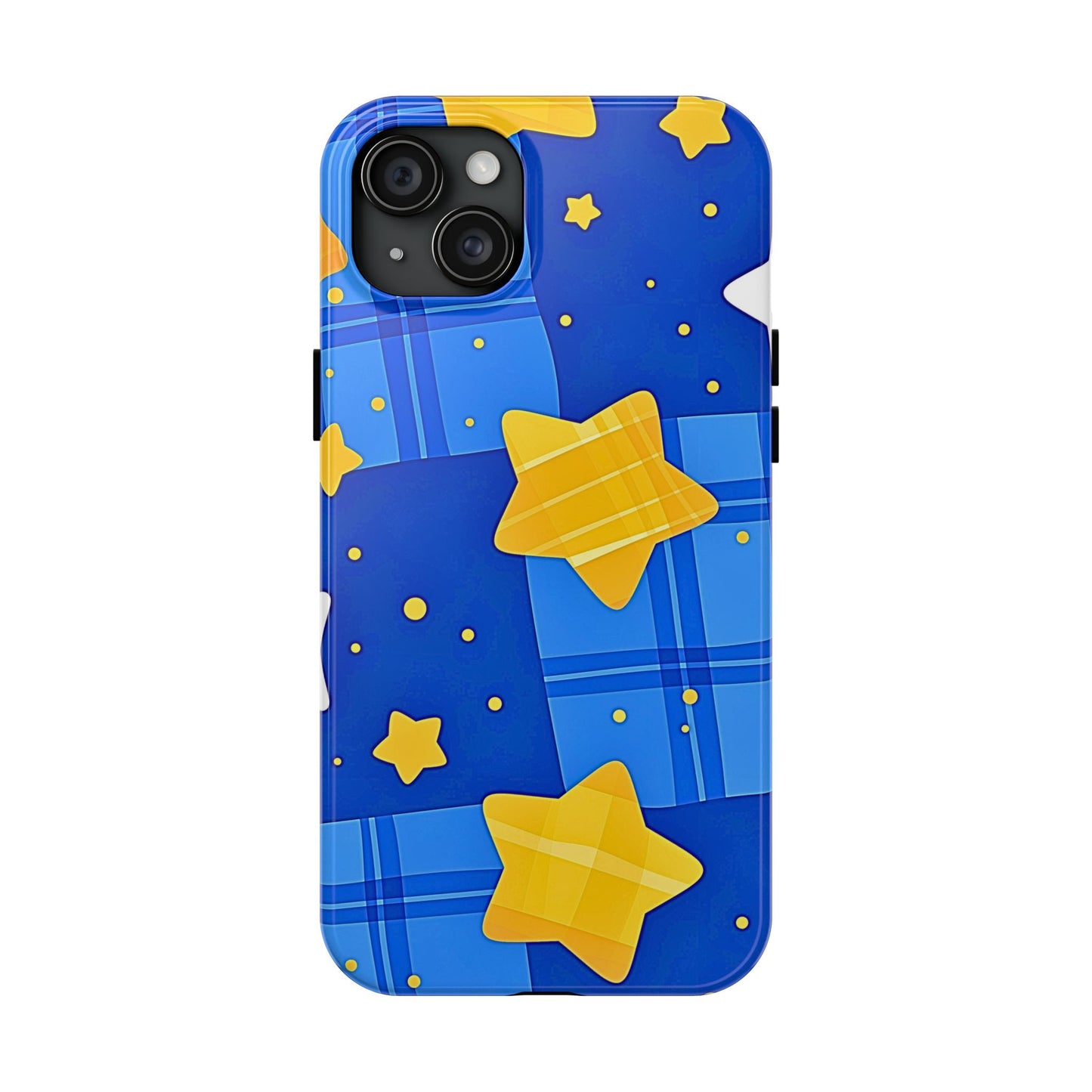 Funda resistente para teléfono con estampado de estrellas y cuadros preppy | Estética