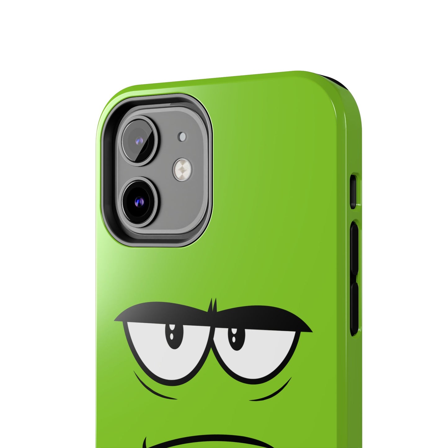 Grumpy Mood Face Green Background Funny Expression Tough Phone Case | Funny