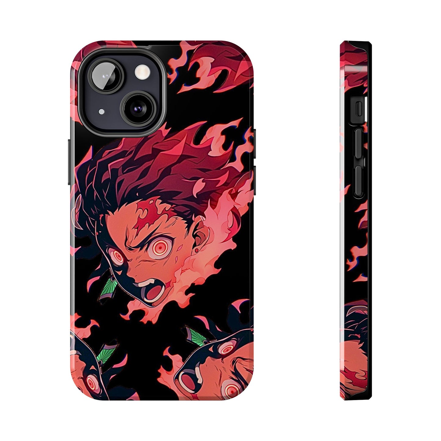 Tanjiro Kamado Flamed Style Black Tough Phone Case | Anime - Demon Slayer