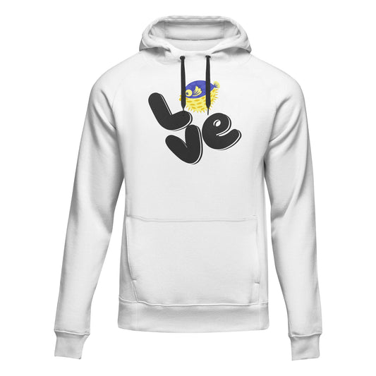 Love Fishing Blue Blowfish Globe Unisex Hoodie