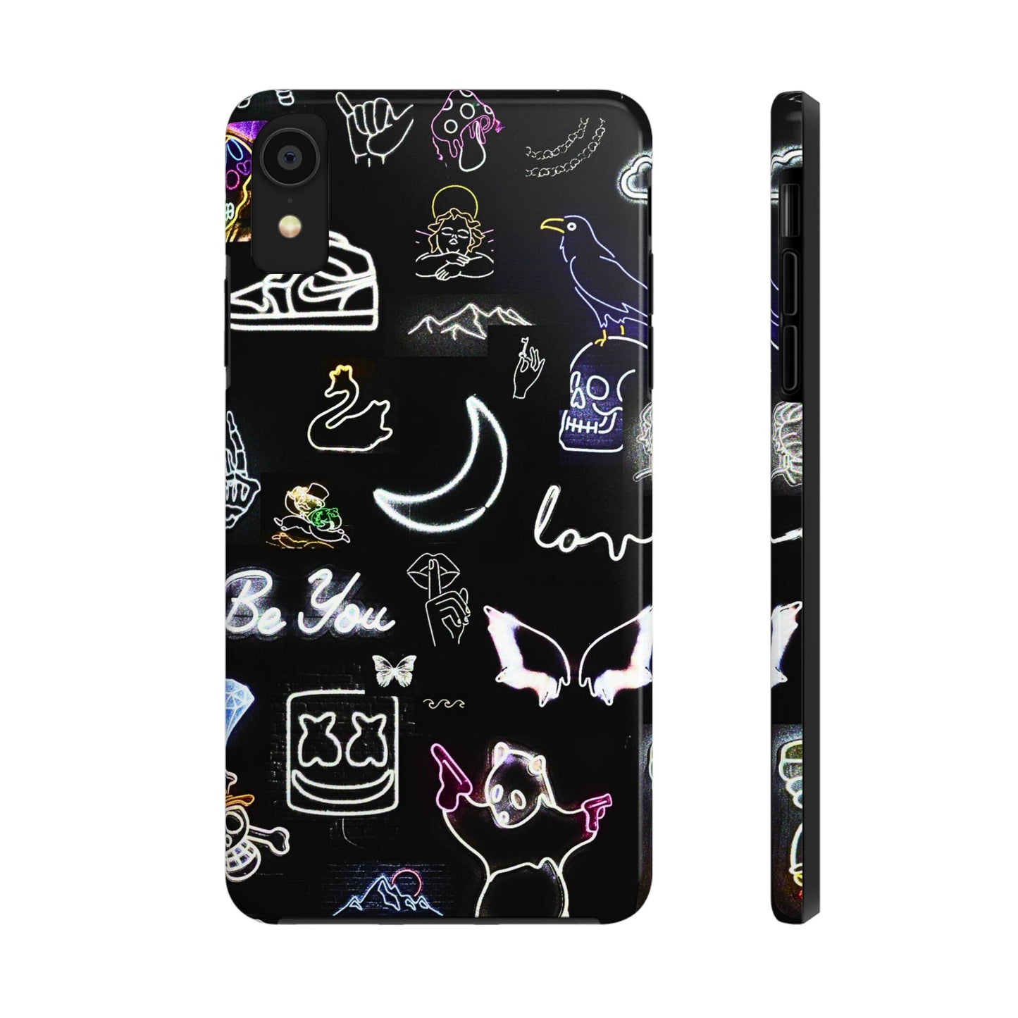 Funda resistente para teléfono estilo neón blanco | Estética