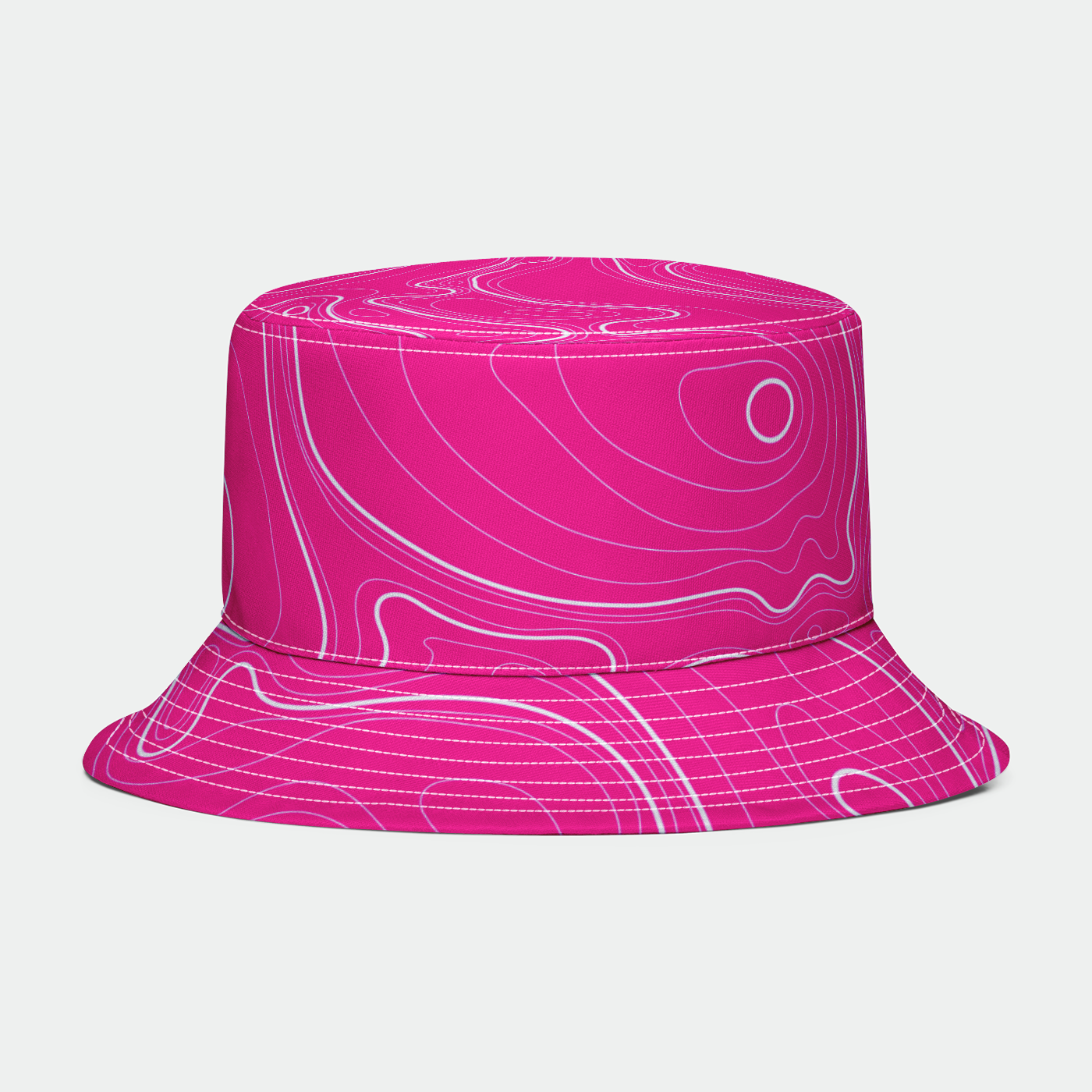 Pink and White Topo Bucket Hat
