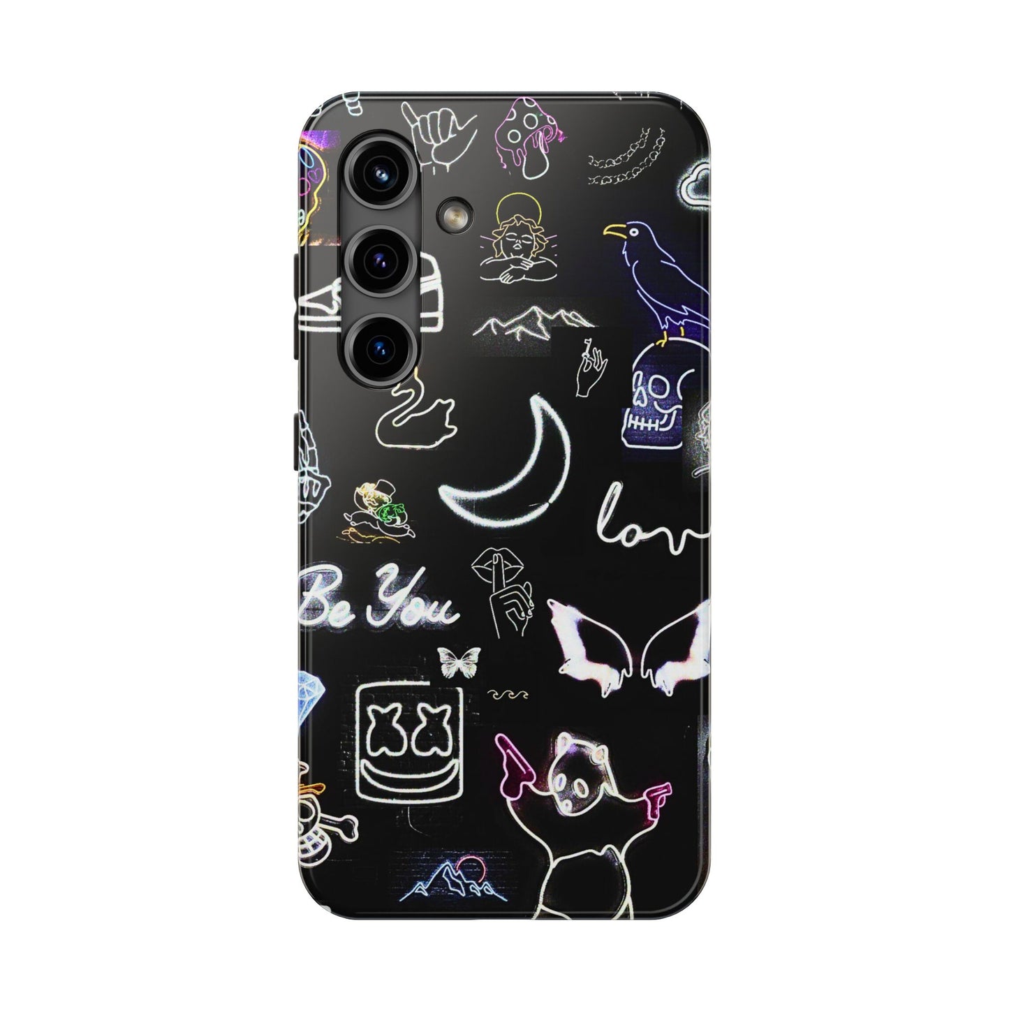 Funda resistente para teléfono estilo neón blanco | Estética