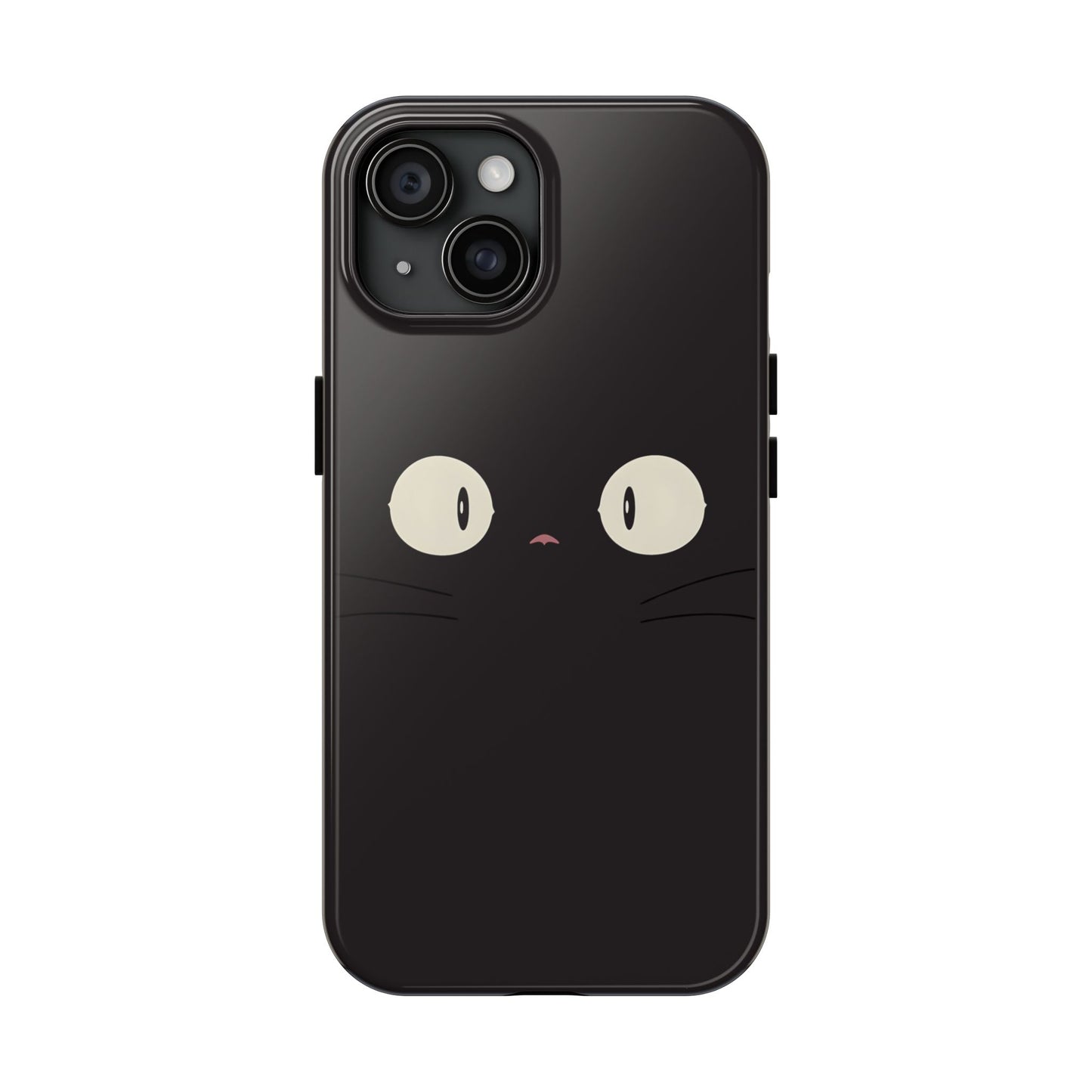 Adorable Black Cat Face and Eyes Minimal Tough Phone Case | Animals