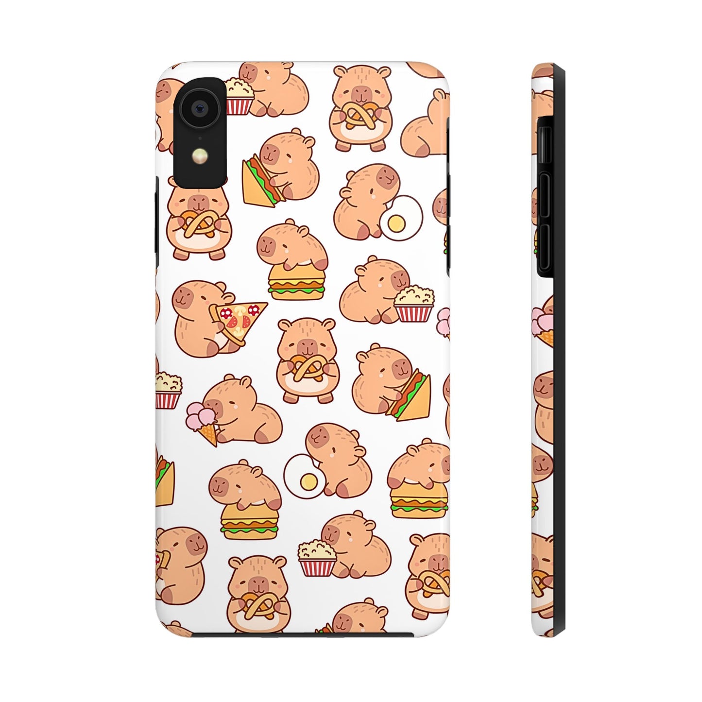 Cute Capybara Eating Pizza Ice Cream & Snacks Cartoon Food Tough Phone Case | Animals