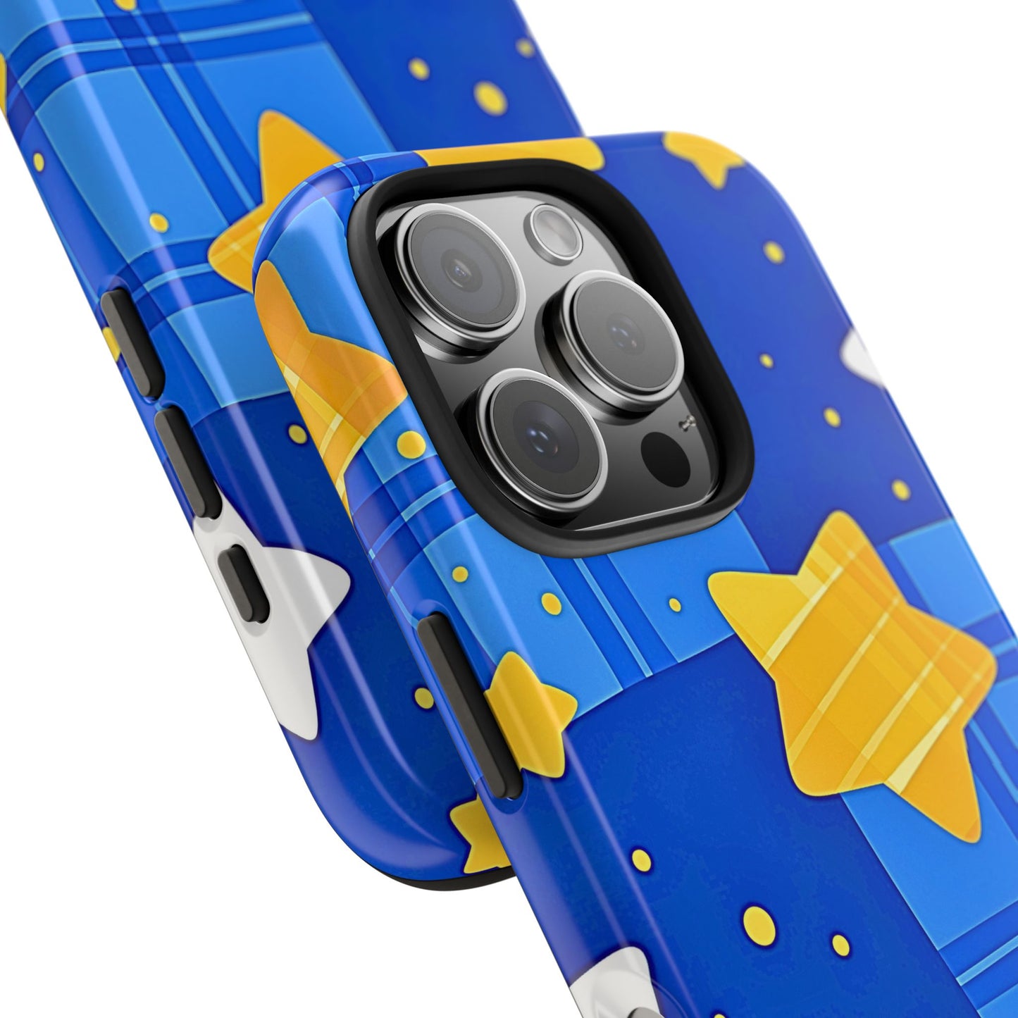 Funda resistente para teléfono con estampado de estrellas y cuadros preppy | Estética