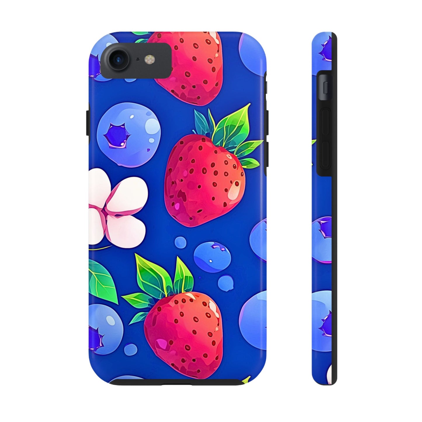 Cute Blueberry Strawberry Fruit Pattern Tough Phone Case | Aesthetic