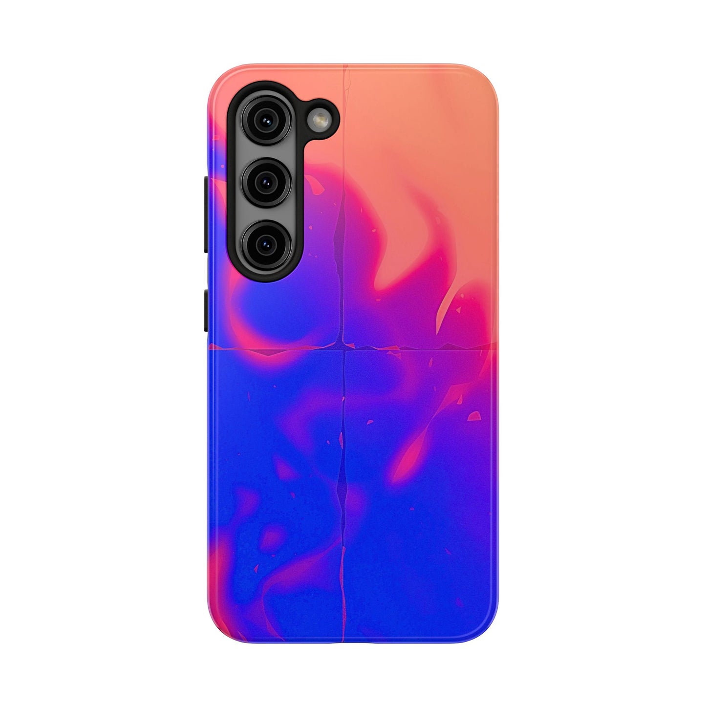Funda resistente para teléfono con diseño de llamas, degradado abstracto y resplandor del atardecer | Estética