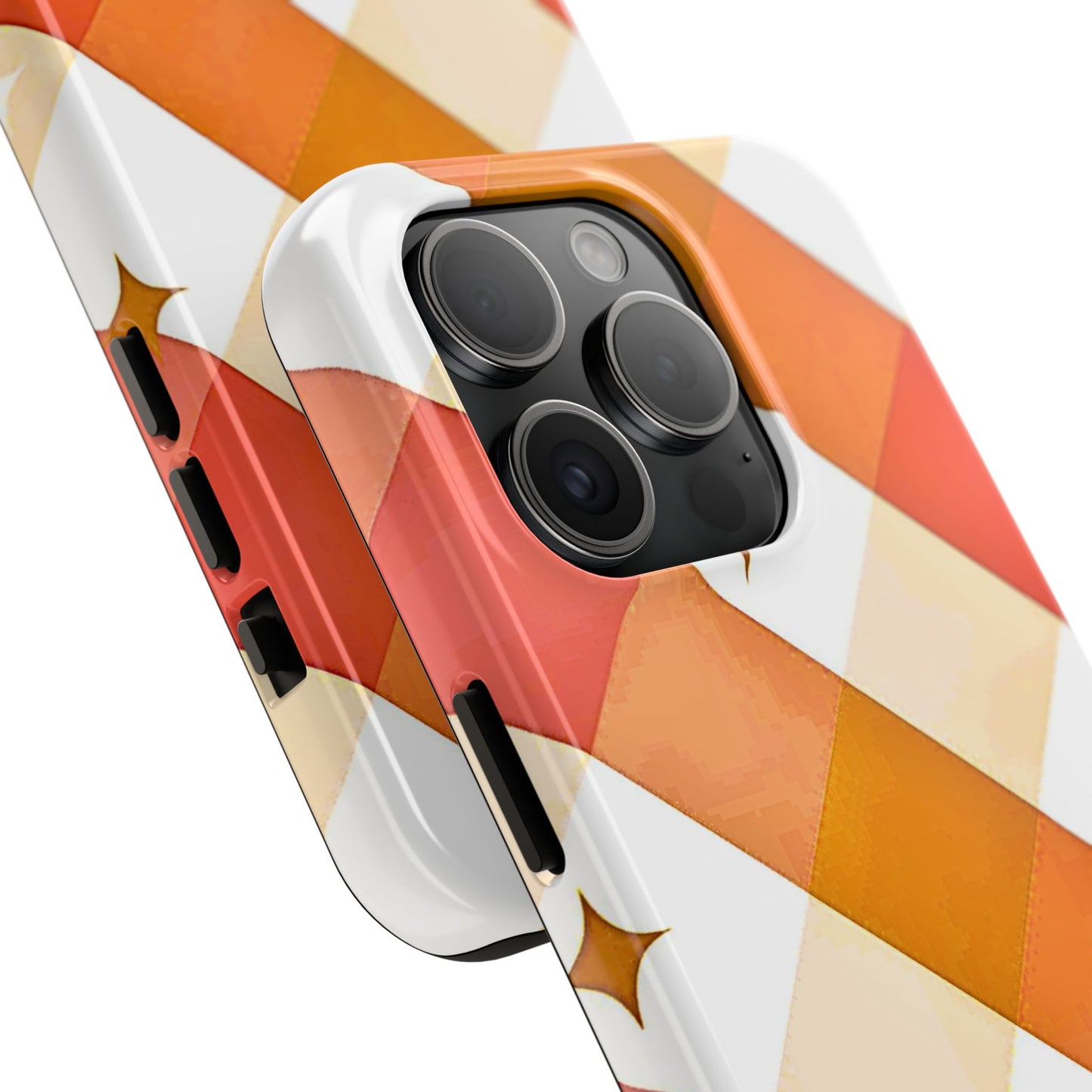 Pastel Orange & Pink Checkered Stars Tough Phone Case | Aesthetic