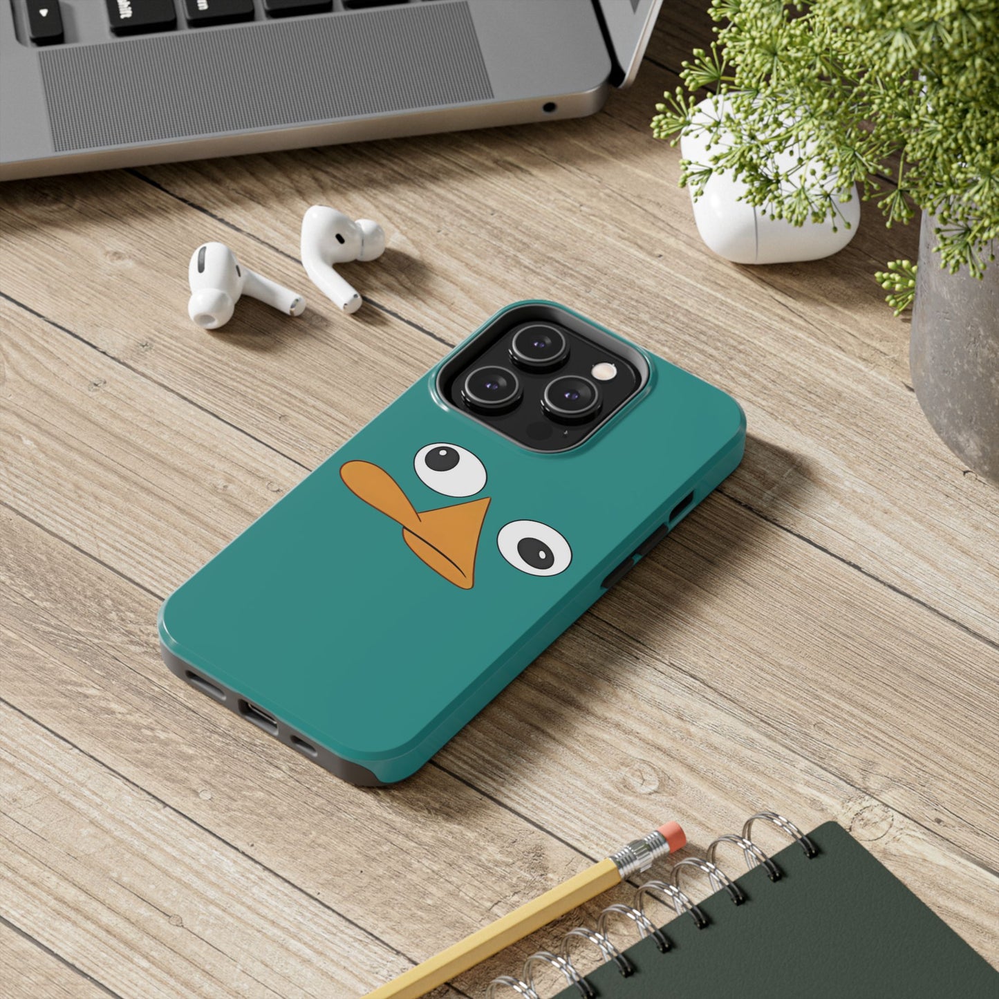 Phineas and Ferb Perry Platypus Eyes Teal Expression Tough Phone Case | Cartoon