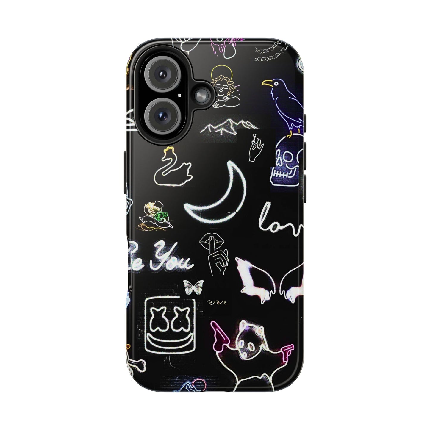 Funda resistente para teléfono estilo neón blanco | Estética