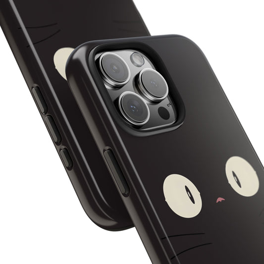 Adorable Black Cat Face and Eyes Minimal Tough Phone Case | Animals