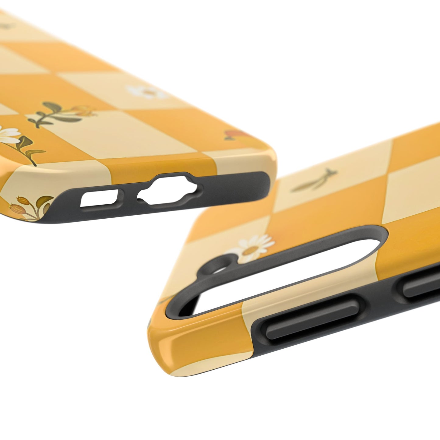 Yellow Checkered Preppy Daisies Tough Phone Case | Aesthetic