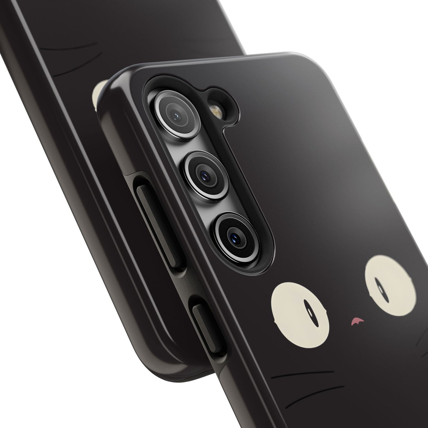 Adorable Black Cat Face and Eyes Minimal Tough Phone Case | Animals