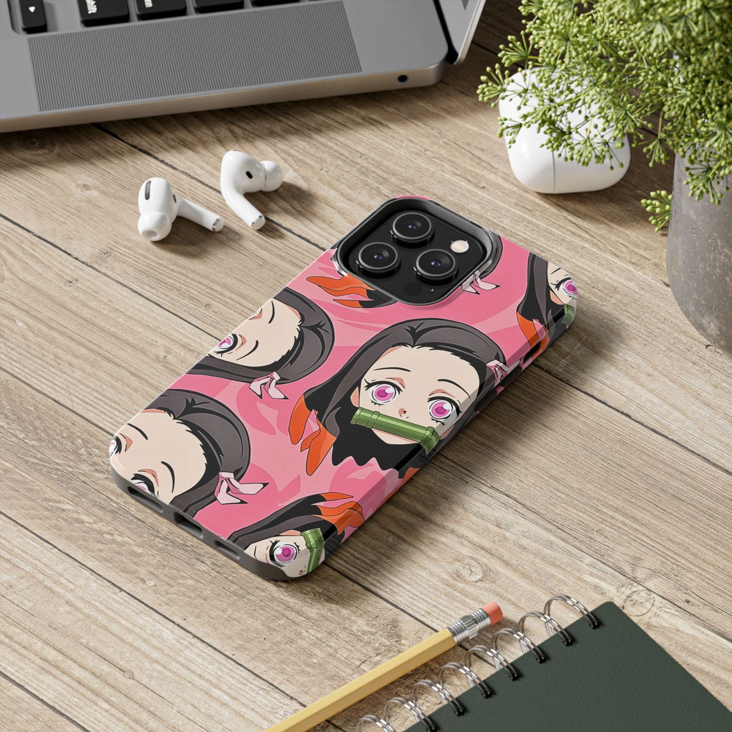 Nezuko Kamado Head Pattern Tough Phone Case | Anime - Demon Slayer