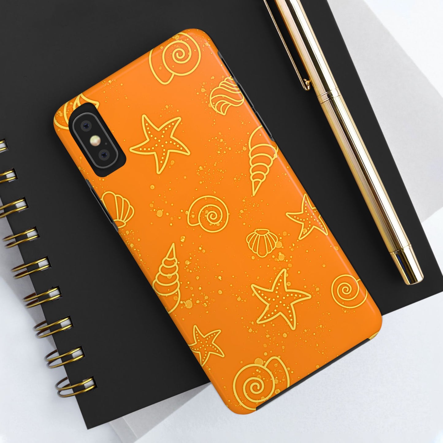 Funda resistente para teléfono con diseño de conchas naranjas | Estética