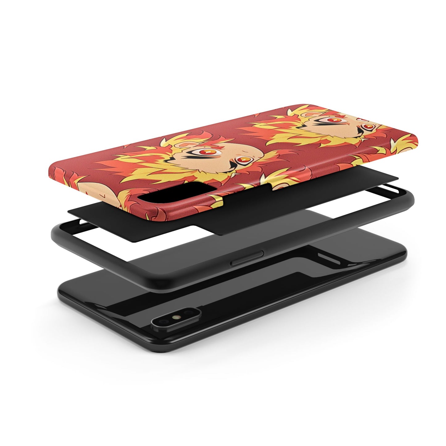 Rengoku Head Pattern Dark Orange Tough Phone Case | Anime - Demon Slayer